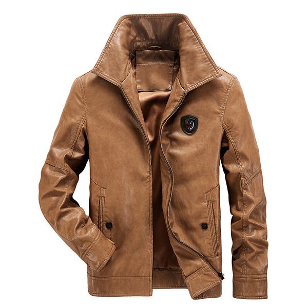 

men's casual spring plutonium leather motorcycle jacket winter outerwear male vgan, Black