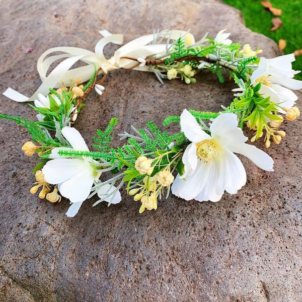 

headpieces bride wreath headdress super fairy sen female marriage white beauty jewelry korean bridesmaid flower girl, Silver