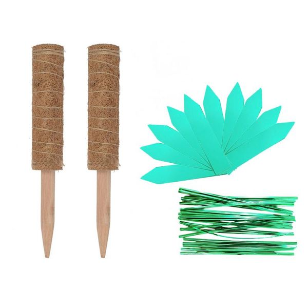 

2pc plant climbing coconut totem rod connectable scindapsus stick gardening pillar with 10 label 100 vine ropes garden decorations