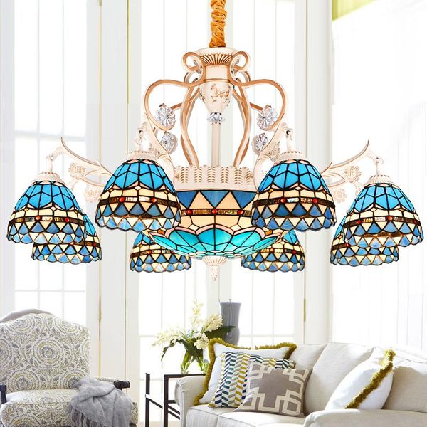 

pendant lamps tiffany baroque stained glass suspended luminaire e27 110-240v chain lights for home parlor dining room industrial lamp