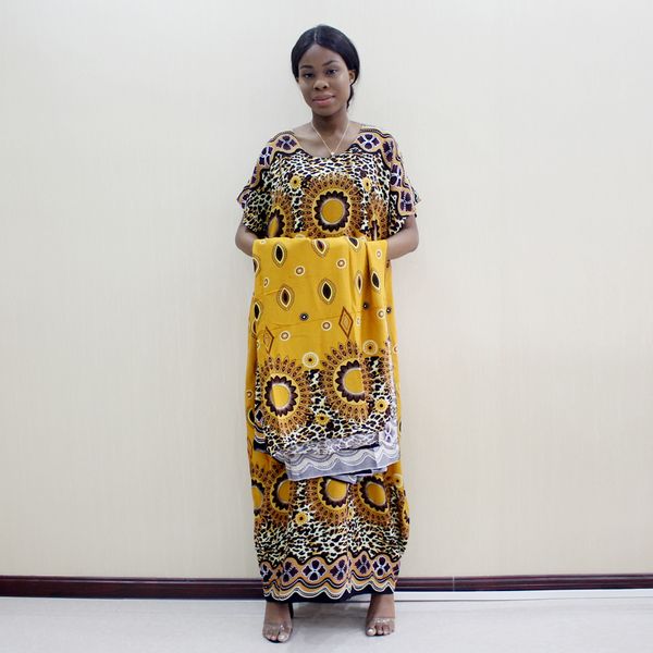 Bohemian Geleneksel Baskı Gevşek Afrika Elbise Sonbahar Moda Kadın Elbise Ile Eşarp 210302