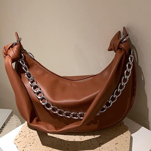 

evening bags half moon medium shoulder bag pu leather designer luxury female handbag solif for women 2021 fashion winter handbags