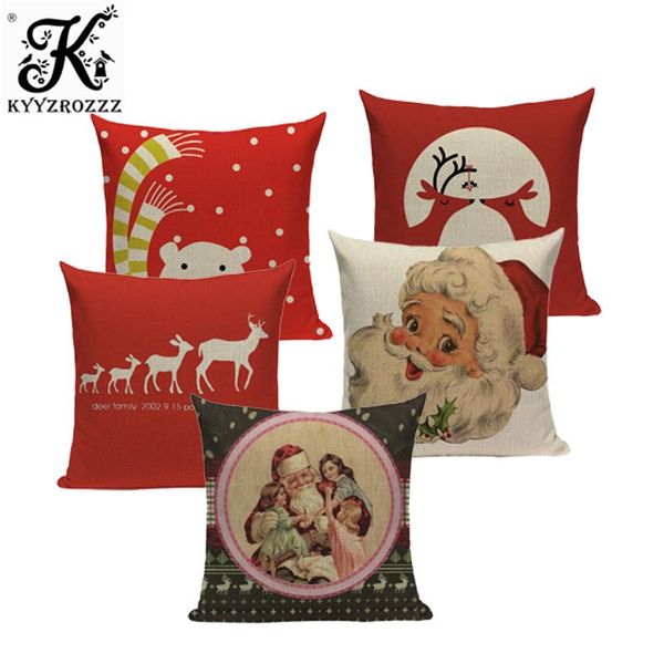 

cushion/decorative pillow santa claus with deer printed cushion cover decorative throw pillows covers retro vintage square christmas tree