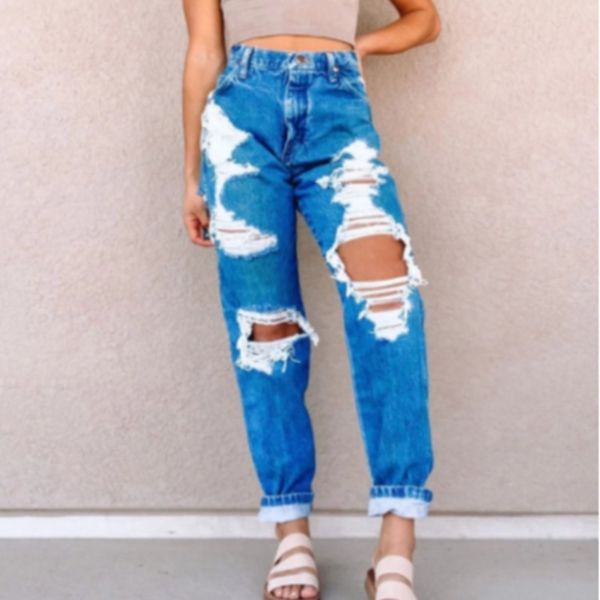 

summer fashion high waist pocket pants, Blue