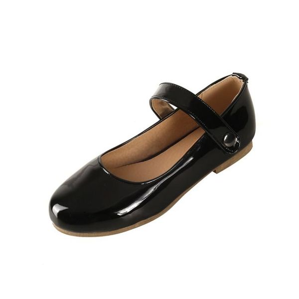 

dress shoes big size round head single summer flat ladies women woman, Black