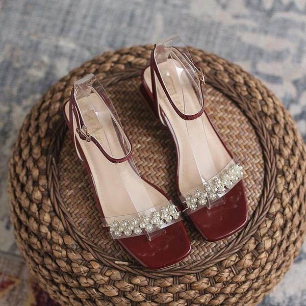 

sandals square toe beige heeled med 2021 summer comfort shoes for women buckle strap black medium block fashion clear low