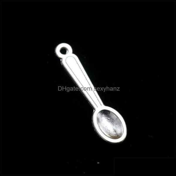 Charms Jewels Conclusões Componentes 200pcs/lote 24mm Antique Sier Color Zinc Lomlo de zinco Tiny Spoon Charm Diy para Made Made 218 Q2 Drop Delivery 20