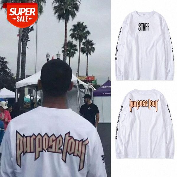 

purpose tour commemorative staff letters ins bieber with men and women long-sleeved t-shirt #tn3k, White;black