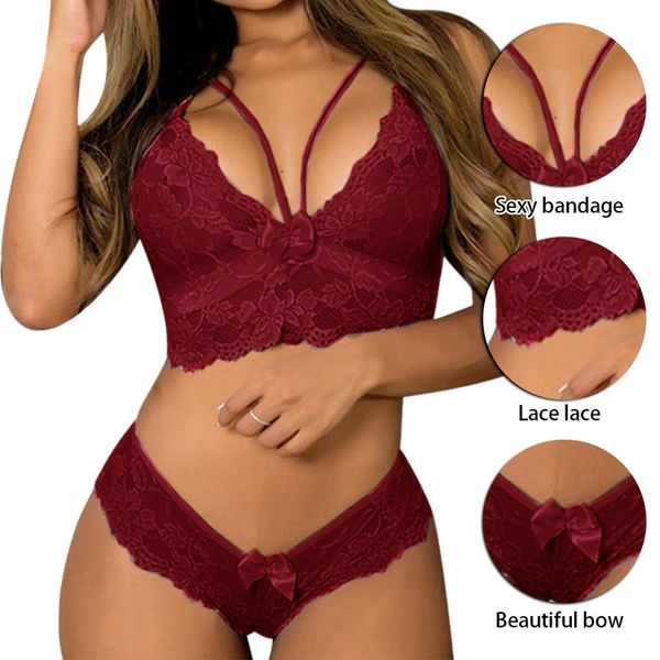 

women sexyy floral lace bra sets seamless underwear backless vest sexyy panties with bowknot lingerie set lace embroidery lingerie