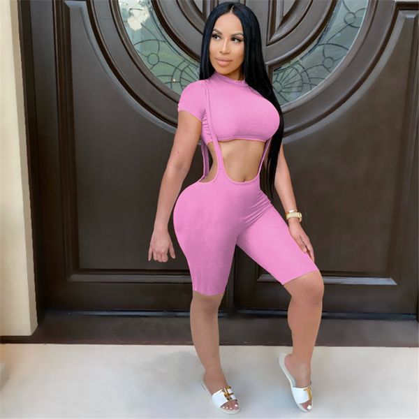 

women tracksuit summer two piece set casual neon short sleeve crop t-shirt biker pants suit set sportwear joggers outfit, White