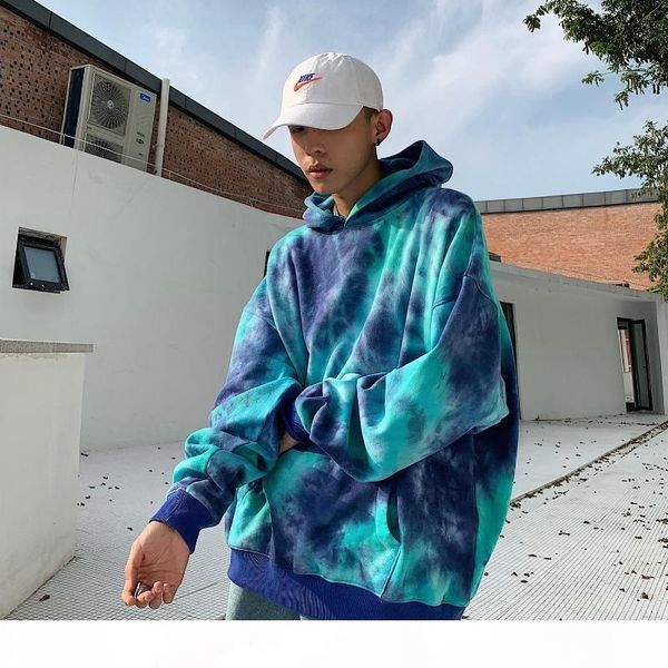 

new hip hop hoodies men fashion tie dyeing casual pullover blue hoodies men autumn hoody sweatshirts streetwear popping, Black