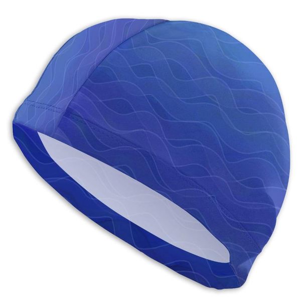 

wide brim hats swimming accessories water ripple style adults men/women high elastic waterproof pu fabric protect ears long hair cap, Blue;gray