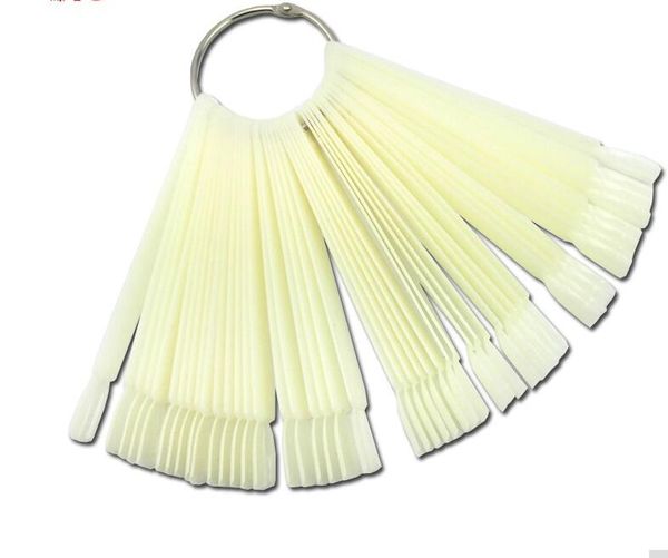 2021 Hot Venda 50X Fan-shaped Natural Falso Nail Art Dicas Sticks Polonês Display