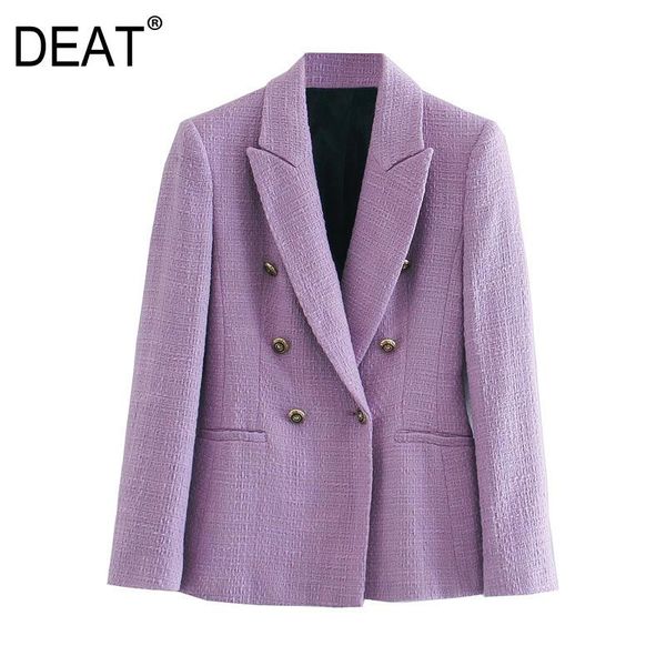

women's suits & blazers [deat] women coat long sleeve purple double breasted v-neck temperament loose blazer autumn spring tide fashion, White;black