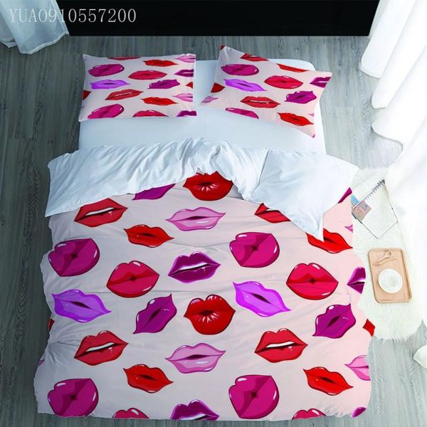 

bedding sets lips printing set 3d cartoon duvet cover girls woman bed linens twin full  king size bedclothes home decor