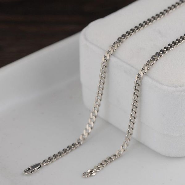 

fnj width 3mm flat link chain necklaces 925 silver 50cm to 75cm original s925 thai silver necklace for jewelry making vintage
