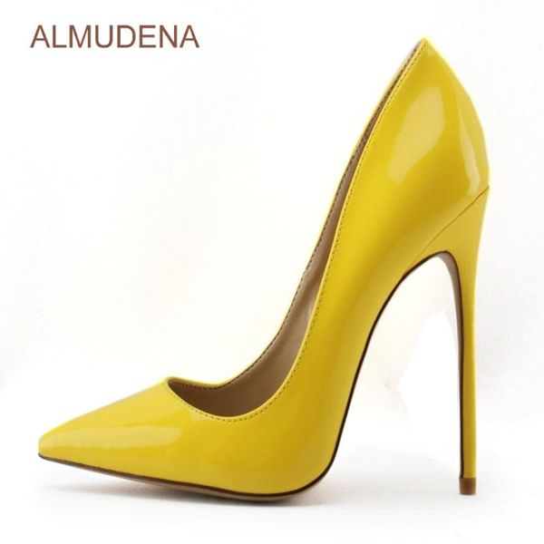 

dress shoes almudena selling girl's bright yellow mirrored leather pumps pointy toe banquet celebrity favorite candy color, Black