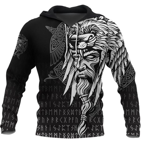 

men's hoodies & sweatshirts fashionable viking style 3d printed zipper hoodie autumn casual street hip hop harajuku sweatshirt, Black