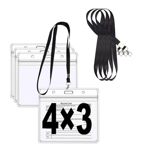 

hooks & rails transparent card case breakaway lanyards with id holder clear name badge plastic cover d4