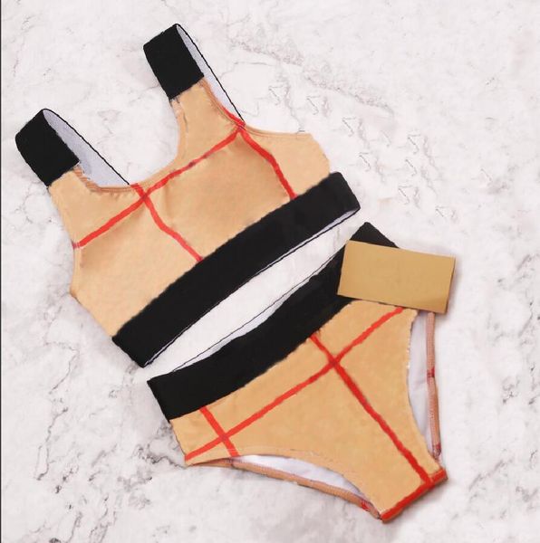 

summer baby girls one pieces bikinis swimwear designer kids plaid swimsuit bathing suit child beach girl wear swimming3289937, Black