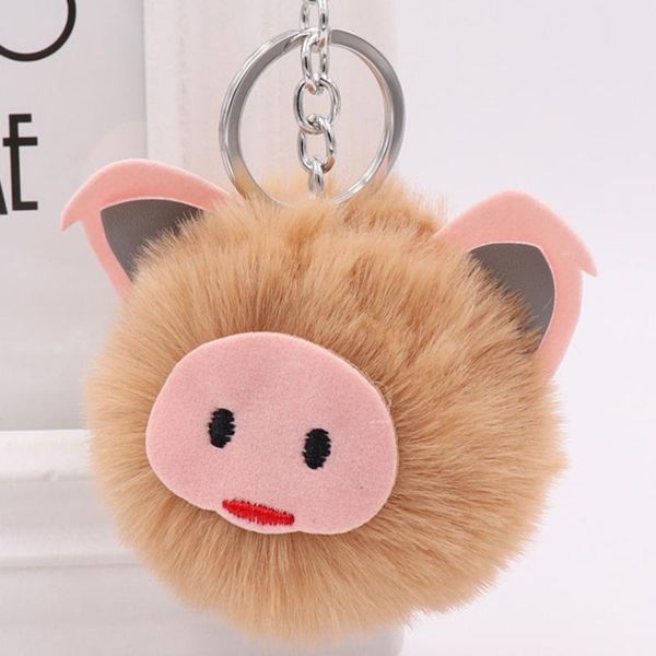 

keychains lovely piglet furry keyboard bag car hanging ornaments, Silver