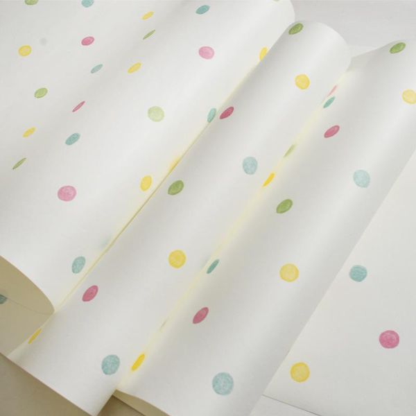 

wallpapers shuhiko green non-woven wallpaper children's room girl boy bedroom warm cartoon little colorful dot papel de parede