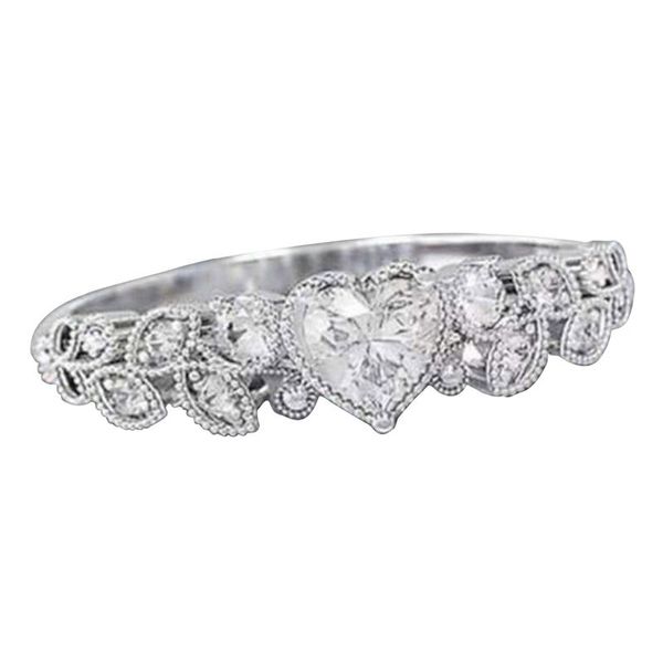 

wedding rings elegant sparkling heart zircon finger for women 7 color birthstone cz jewelry ring, Slivery;golden