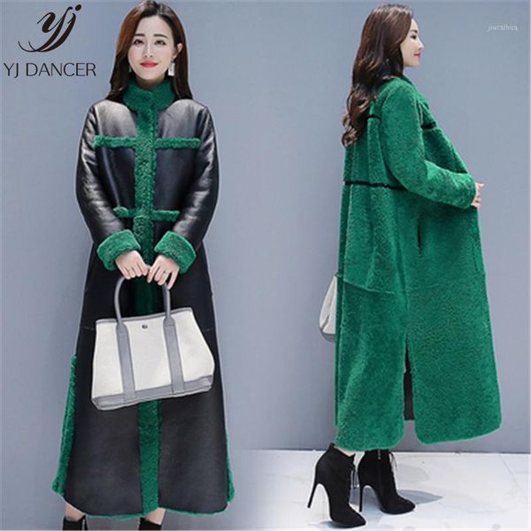

two sides wearing long faux fur coat female 2019 winter fashion new lamb fur hair thickening warm coat tide hhh00361, Black