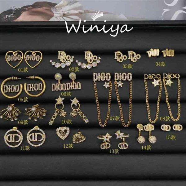 

75%off outlet onlines925 silver needle family brass letter earrings