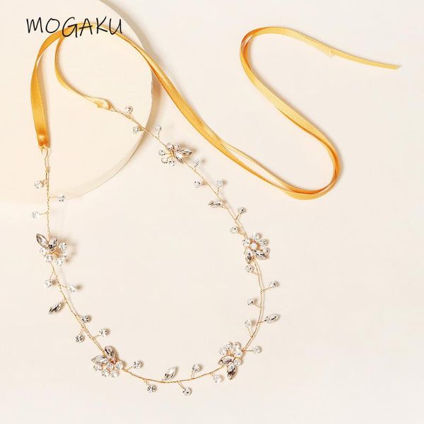 

hair clips & barrettes mogaku headbands for bride fashion concise crystal tiaras women adjustable headpieces handmade wedding accessories gi, Golden;silver