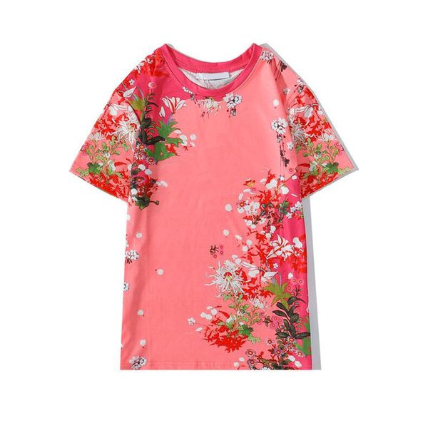 Boyutu M-2XL erkek Tee Yaz Çiçek Baskı Kısa Kollu Erkek Kadın T-Shirt Moda Çift Ekip Boyun T Shirt