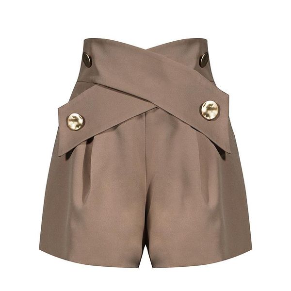 

women's shorts elegant patchwork women high waist asymmteircal hit color loose short pants for female clothes fashion tide, White;black