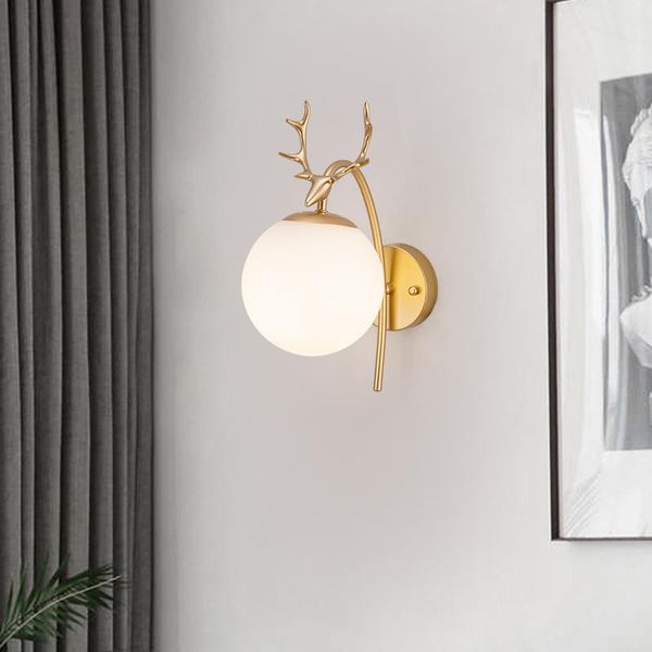 

wall lamp nordic glass sconces antler lamps for bed side living room study lighting clear lampshade led stair lights