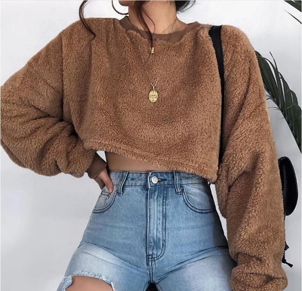 

women's hoodies & sweatshirts 2021 autumn loose plush sweatshirt, Black