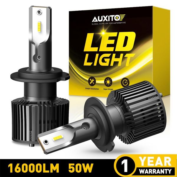 

2pcs auxito car headlight bulbs h4 9003 hi lo beam headlamp h1 h11 h8 hb4 hb3 9005 turbo led lamp h7 6000k white 16000lm 50w