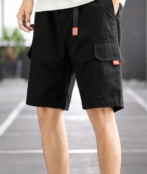

men's shorts solid color cotton loose summer casual tooling, White;black