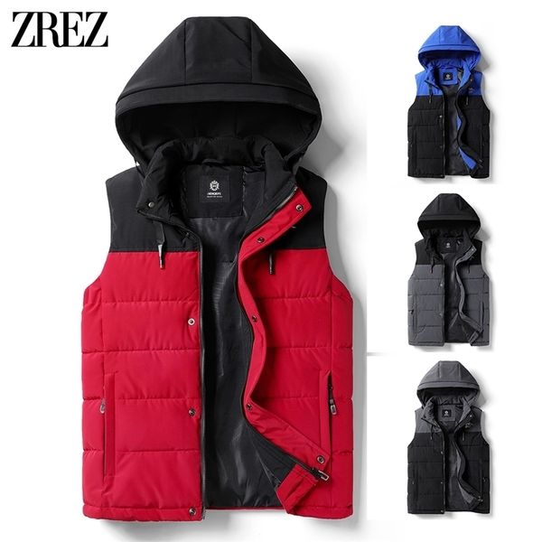 

men autumn thick hooded sleeveless vest jacket waistcoat men winter outwear fashion casual warm cotton vests waistcoat 211104, Black;white