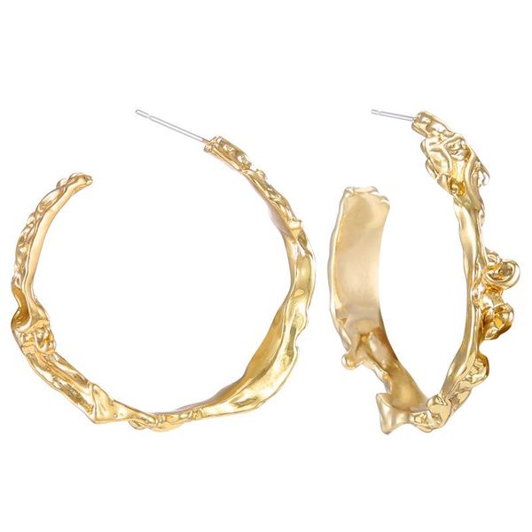 

hoop & huggie 18k gold c-shaped earrings irregular personalized, Golden;silver