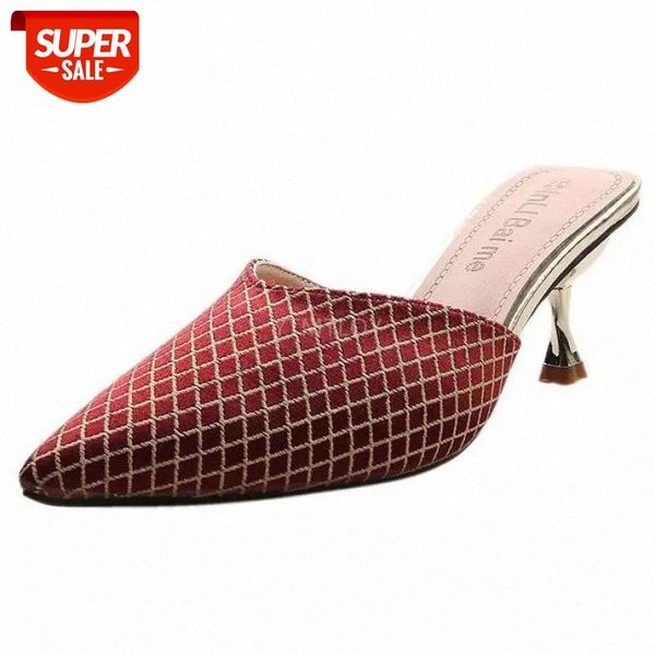 

2021 women slides high heels mules summer female sandals lady slippers party shoes zapatillas mujer casa sapatos femininos #vw9s, Black