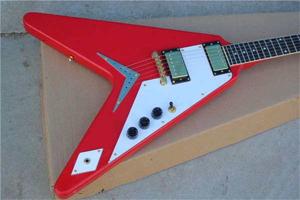 

fly v version electric guitar red color mahogany body rosewood fingerboard
