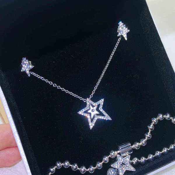 

925 silver necklace sparkling asymetric star jewelry gift set