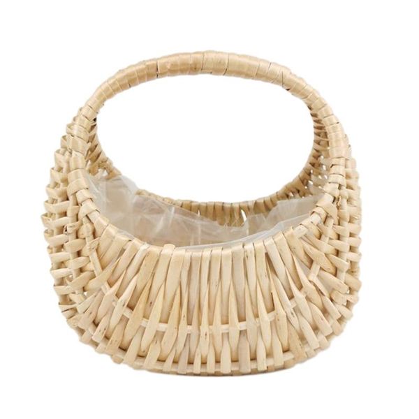 

storage bags mini portable flower basket half moon willow arrangement po props flowers hand-woven