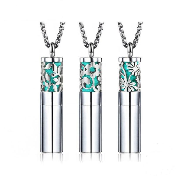 

pendant necklaces women essential oil perfume stainless steel necklace cremation urn christmas jewelry gift, Silver