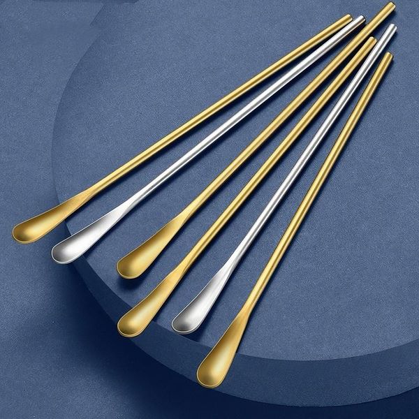 

spoons 304 stainless steel small spoon nordic gold stirring rod korean silver household long handle fork honey dessert