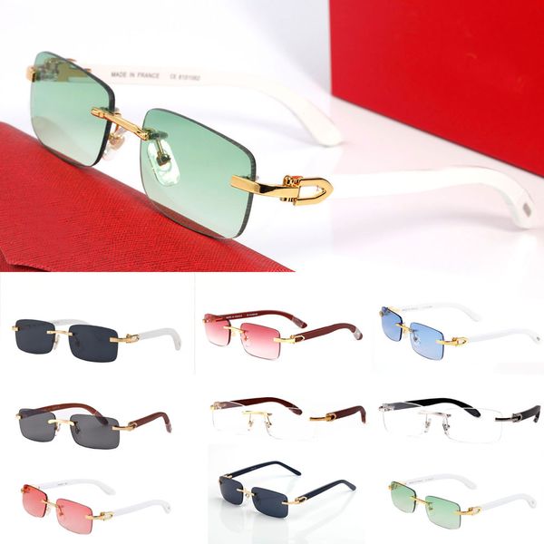 

Unisex Brand Sunglasses Designer Fashion Men and women white wooden leg eyeglasses Outdoor Buffalo Horn Glasses with box lunettes gafas
