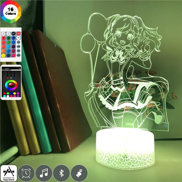 

night lights projector light led cartoon 3d desk lamp cute anime girl bluetooth base room party decoration girls kids gift nightlight