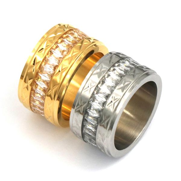 

wedding rings pz stainless steel jewelry fashion women ring finger rose gold /steel /gold color rhinestone crystal five sizes, Slivery;golden