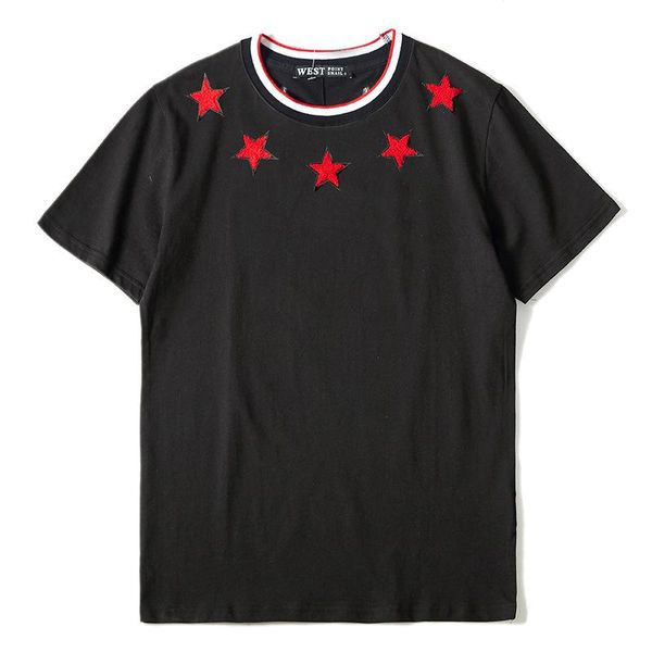 

men's t-shirts 2021 mens t shirts casual summer short sleeve o neck camisetas hombre cotton 100% stars embroidery de cortas, White;black
