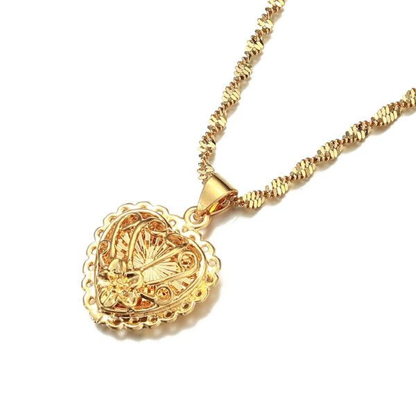 

gold color romantic heart flower pendant neckalce chain jewelry gift, Silver