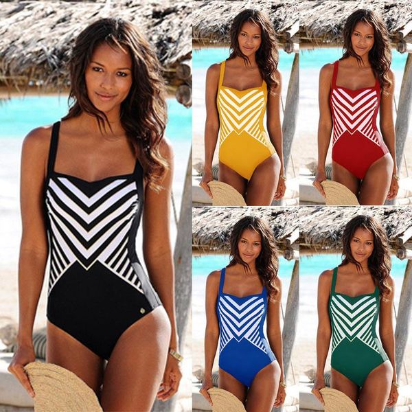 

one-piece suits tengweng one piece swimsuit women vintage stripe push up swimwear female bodysuit sport bathing suit monokini beachwear summ